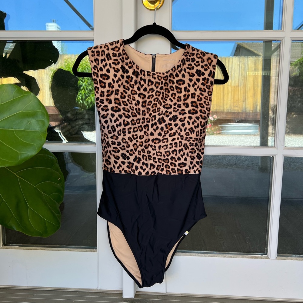 summersalt Leopard Print and Black One-Piece Swimsuit - Picture 2 of 8